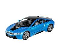 Modellino di auto in lega Modello Di Auto In Lega BMW I8 In Scala 1:32, Pressofusione Ad Alta Simulazione Con Suono E Luce, Modello In Scala Pull-back. Modellini da collezione(Blue-no box)