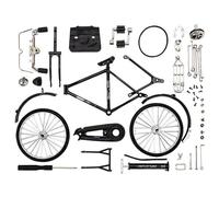 Modellino di bicicletta fai da te in scala, 51 pezzi 1:10 Simulazione Mini modello di bicicletta retrò in lega, Mini bici ferro battuto con gonfiatore e valigetta Ornamento da tavolo Regali di