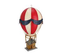 Modellino di una mongolfiera metallo con gancio da appendere e casetta 48 cm