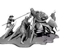 Modellino figure in resina 1/35 kit cavalieri medievali guerrieri crociati ba...