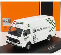 MODELLINO FURGONE STATICO DIECAST VOLKSWAGEN LT45 VAN TEAM RALLY SKODA 1985 1:43