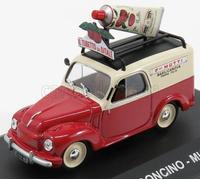 MODELLINO FURGONE STATICO FIAT 500C FURGONCINO VAN MUTTI 1954 ROSSO CREAM 1/43