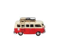 Modellino in latta di un Bus per surfisti HIPPIES versione ROSSO DA 17 cm fiori