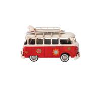 Modellino in latta di un Bus per surfisti HIPPIES versione ROSSO DA 28 cm fiori
