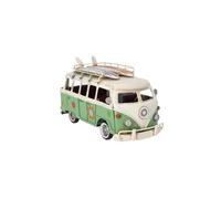 Modellino in latta di un Bus per surfisti HIPPIES versione VERDE DA 28 cm fiori
