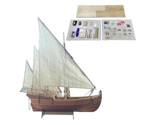 Modellino in legno per barca a vela "La Niña" in scala 1:50 con elevata difficoltà, personalizzabile con graffiti (strumenti, pennelli e colori non inclusi)