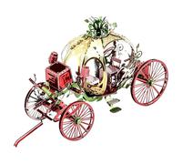 Modellino in metallo 3D a forma di carrozza di zucca di Halloween | Carrozza fiabesca realizzata con parti metalliche precise con montaggio a linguetta per una decorazione di Halloween ricca di