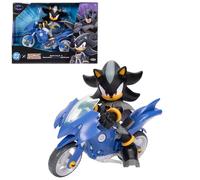 DC x Sonic Shadow nei panni di Batman con Batcycle, licenza ufficiale Jakks Pacific, action figure Shadow da 12,7 cm, veicolo interattivo con ruote mobili e cavalletto funzionante