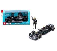 BBURAGO - Mercedes AMG Petronas W14 Lewis Hamilton #44 2023 - Modellino Realistico Auto in Scala 1:24 e Personaggio di Lewis Hamilton, Licenza Ufficiale Mercedes, Età consigliata 14+ Anni