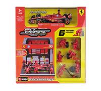 MODELLISMO AUTO STATICO BURAGO FERRARI F1 SF24 DIORAMA GARAGE PIT-STOP LECLERC