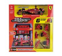 MODELLISMO AUTO STATICO BURAGO FERRARI F1 SF24 DIORAMA GARAGE PIT-STOP SAINZ