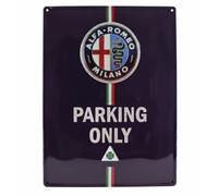 MODELLISMO DECORAZIONE TARGA PLACCA 3D METAL PLATE ALFA ROMEO PARKING ONLY BLU