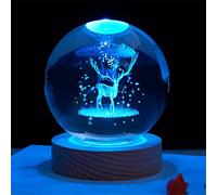 Modello 3d Della Sfera Di Cristallo Della Galassia, 7 Colori Che Cambiano Luce Con Base A Led, Modello Di Pianeti Da 8 Cm, Scena Notturna Creativa Astronomia 3d Luce Notturna Luminosa (Deer)