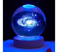 Modello 3D della Sfera di Cristallo della Galassia, 7 Colori Che Cambiano Luce con Base A LED, Modello di Pianeti da 8 Cm, Scena Notturna Creativa Astronomia 3D Luce Notturna Luminosa (Milky Way)