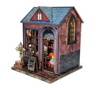 Modello 3D in legno mago mago scuro per adulti, kit di montaggio fai da te in miniatura per casa delle streghe, regalo per appassionati di fai da te/lettori amanti dell'arte, decorazione da scrivania