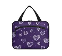 Modello a forma di cuore viola appeso borse da viaggio per gli uomini con gancio, borse impermeabili di design per articoli da toeletta per accessori da viaggio per le donne zaino in spalla bolso de