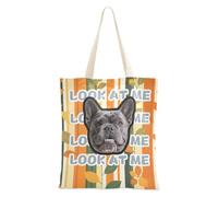 Modello a righe arancioni e verdi con foglie Avatar di animali domestici personalizzati su borsa tote bag in tela con foto personalizzate per le donne borse alla rinfusa per le donne spazi vuoti