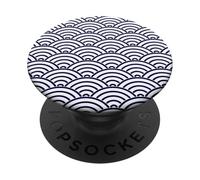 Modello a squame di pesce Koinobori blu di Delft orientale PopSockets PopGrip Adesivo