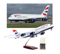 Modello aereo British Airways A380 scala 1:160,lega metallo, con ruote girevoli luci, con set 4 cacciaviti esagonali, supporto legno alta qualità for adulti appassionati(No light)