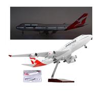 Modello aereo passeggeri Qantas Airways 747 in scala 1:150, simulazione statica in resina ad alto dettaglio con ruote girevoli, espositore luminoso, aereo collezione l'arredamento della(With light)