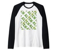 Modello Alieno Ripetere Disegno Cartone Animato Extraterrestre Maglia con Maniche Raglan
