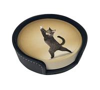 Modello Animale Gatto Divertente Postura Sotto chieri Tappetino per Bevande 6 Set di Motivi Animali Sotto chiere Rotondo Antiscivolo per Caffè, Birra, Tazza, Bottiglia di Vino, Casa e Bar