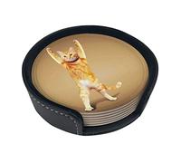 Modello Animale Gatto Divertente Postura Sotto chieri Tappetino per Bevande 6 Set di Motivi Animali Sotto chiere Rotondo Antiscivolo per Caffè, Birra, Tazza, Bottiglia di Vino, Casa e Bar