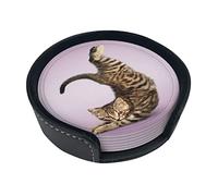 Modello Animale Gatto Divertente Postura Sotto chieri Tappetino per Bevande 6 Set di Motivi Animali Sotto chiere Rotondo Antiscivolo per Caffè, Birra, Tazza, Bottiglia di Vino, Casa e Bar