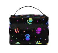 Modello animale impronta zampa arcobaleno, Borsa per il trucco Borsa per cosmetici Borsa da viaggio portatile da viaggio Astuccio per matite