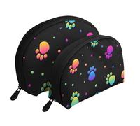 Modello animale impronta zampa arcobaleno, Borsa per trucco a conchiglia Portamonete da donna Borsa da toilette piccola Borsa per cosmetici 2 pezzi