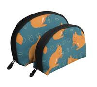 Modello animale simpatico scoiattolo, Borsa per trucco a conchiglia Portamonete da donna Borsa da toilette piccola Borsa per cosmetici 2 pezzi