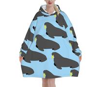 Modello animale tricheco,Felpa con cappuccio oversize da donna, felpa con cappuccio, coperta in flanella