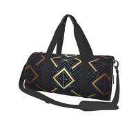 Modello Art Deco senza soluzione di continuità blu e dorato, Borsone da viaggio di grande capacità Borsa rotonda Borsa da viaggio sportiva Borsa da viaggio Borsa da fitness