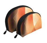Modello astratto arancione e marrone, Borsa per trucco a conchiglia Portamonete da donna Borsa da toilette piccola Borsa per cosmetici 2 pezzi