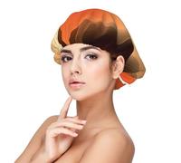 Modello astratto arancione e marrone,Cuffia da notte in raso per adulti - Cuffia da notte elastica per donna, copricapelli per la notte