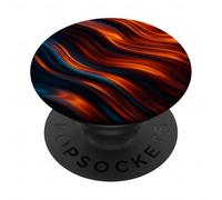 Modello astratto dell'onda in arancione fuoco e blu PopSockets PopGrip Adesivo