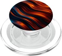 Modello astratto dell'onda in arancione fuoco e blu PopSockets PopGrip per MagSafe