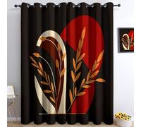 Modello Astratto Stampa Tenda Oscurante con Occhielli, Spighe Grano Foglie Poliestere Tendaggi, Termica Isolante Riduzione Rumore Tendaggi per Soggiorno Camera da Letto, 2 Pezzi 75L x 166A cm