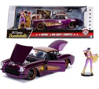 Modello Auto CHEVY CORVETTE 1957 Con Figura BATGIRL 1/24 Originale JADA Batman