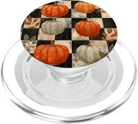 Modello autunnale a scacchiera zucca vintage PopSockets PopGrip per MagSafe