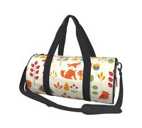 Modello autunnale con stampa animalier di uccelli gufo volpe scoiattolo, Borsone da viaggio di grande capacità Borsa rotonda Borsa da viaggio sportiva Borsa da viaggio Borsa da fitness