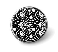 Modello bianco e nero con cerchi bianchi Spilla rotonda in metallo spille da bavero distintivi classica carina spilla personalizzata pin back badge novità divertenti spille smaltate per zaini, giacche