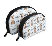Modello carino cane da compagnia, Borsa per trucco a conchiglia Portamonete da donna Borsa da toilette piccola Borsa per cosmetici 2 pezzi