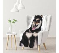 Modello carino per cane Shiba Inu nero,Coperta morbida, calda, anti-pilling, in flanella, peluche, 76 x 102 cm