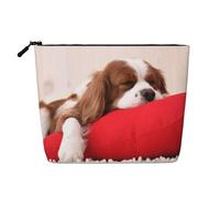 Modello Cavalier King Charles Spaniel, Borsa per cosmetici in lino sintetico Borsa per trucco Borsa da viaggio portatile