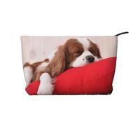 Modello Cavalier King Charles Spaniel, Borsa per cosmetici in velluto a coste Borsa per il trucco Borsa da viaggio portatile