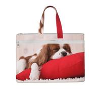 Modello Cavalier King Charles Spaniel,Borsa portadocumenti in tela con cerniera, borsa a mano, valigetta per scuola e ufficio