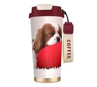 Modello Cavalier King Charles Spaniel,Tazza da caffè in acciaio inossidabile 316 con cordino, bicchiere termico da viaggio per auto, 500 ml