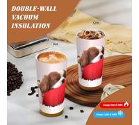 Modello Cavalier King Charles Spaniel,Tazza da caffè in acciaio inossidabile 316 con cordino, bicchiere termico da viaggio per auto, 500 ml
