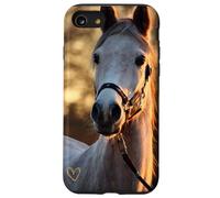 Modello Cavallo Bianco marrone Con un bel Cuore D'Amore Dorato Custodia per iPhone SE (2020) / 7 / 8